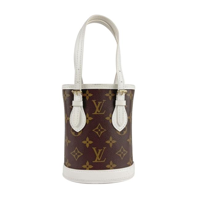 LOUIS VUITTON ルイ ヴィトン ナノ バケット モノグラム M81489 ハンドバッグ ショルダーバッグ ブラウン/ホワイト 14057 レディース【中古】 z6876