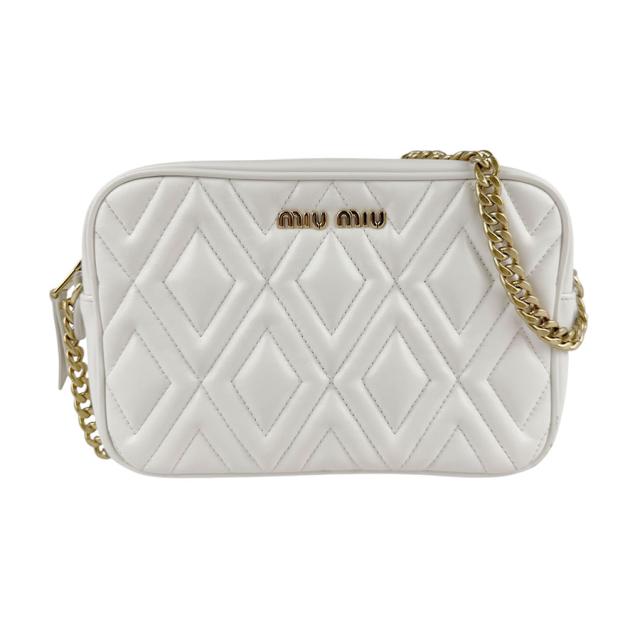 MIUMIU ミュウミュウ ショルダーバッグ オフホワイト/ゴールド 14056 レディース【中古】 z6901