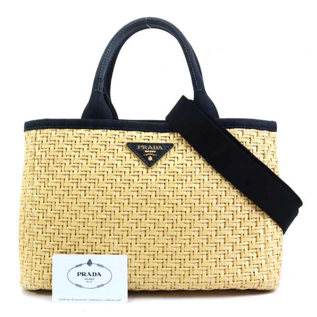 PRADA プラダ ハンドバッグ ショルダーバッグ かごバッグ ベージュ/ブラック 14059 レディース【中古】 e60916a PRADA プラダ ハンドバッグ ショルダーバッグ かごバッグ ベージュ