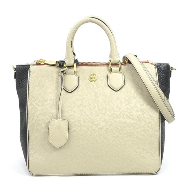 Tory Burch トリーバーチ ハンドバッグ ショルダーバッグ ベージュ×ブラック 14059 レディース【中古】 56352a
