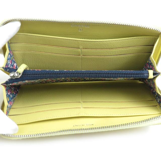 CHANEL シャネル ラウンドファスナー長財布 イエロー 14063 レディース