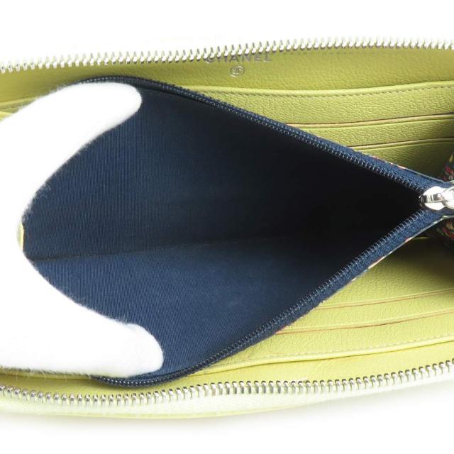 CHANEL シャネル ラウンドファスナー長財布 イエロー 14063 レディース