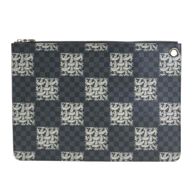 LOUIS VUITTON ルイ ヴィトン ポシェット ジュールGM ダミエ グラフィット クリストファー ネメス N61232 クラッチバッグ ブラック 14054 メンズ【中古】 h31572a