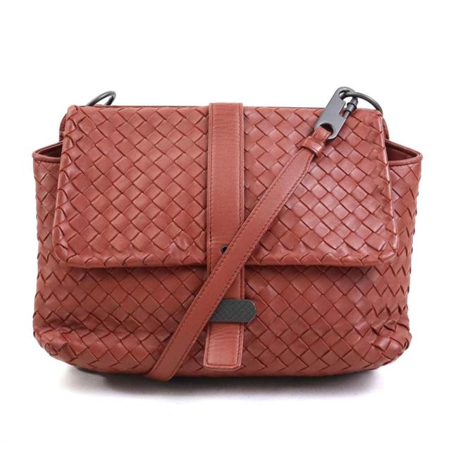 BOTTEGAVENETA ボッテガヴェネタ イントレチャート ショルダーバッグ レッドブラウン 14057 レディース【中古】 e60954a