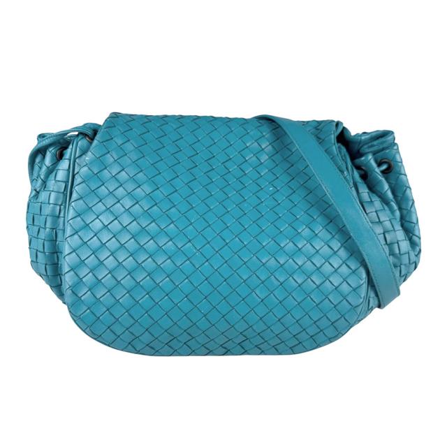 BOTTEGAVENETA ボッテガヴェネタ イントレチャート 斜め掛けショルダーバッグ ブルー 14067 ユニセックス【中古】 z7179