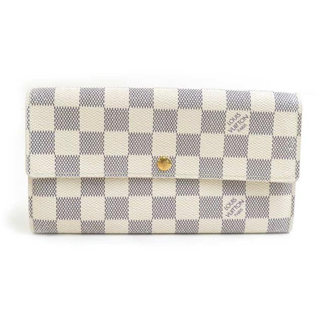 LOUIS VUITTON ルイ ヴィトン ポルトフォイユ サラ ダミエ アズール N61735 長財布 アイボリー 14056 ユニセックス【中古】 56382a