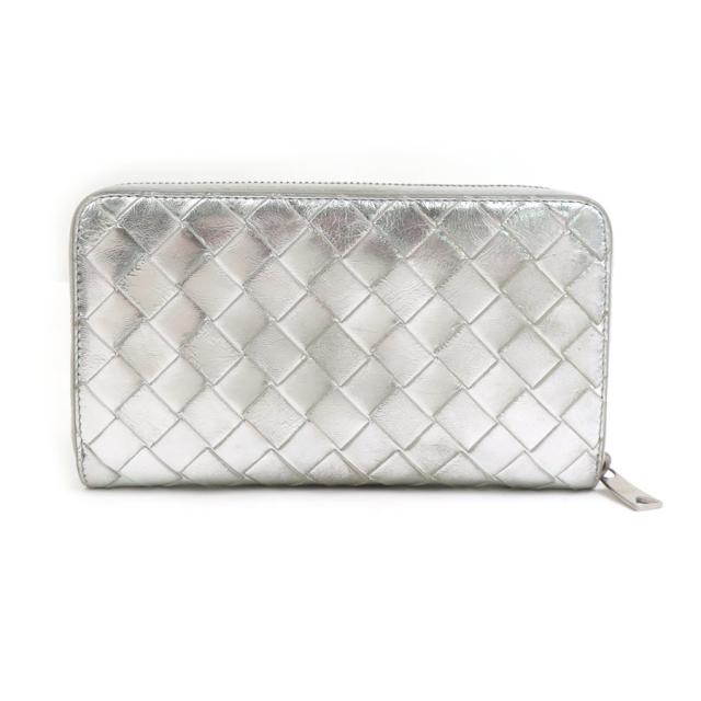 BOTTEGAVENETA ボッテガヴェネタ イントレチャート ラウンドファスナー長財布 シルバー 14069 ユニセックス【中古】 h31637g BOTTEGAVENETA ボッテガヴェネタ イントレチャート ラウンドファスナー