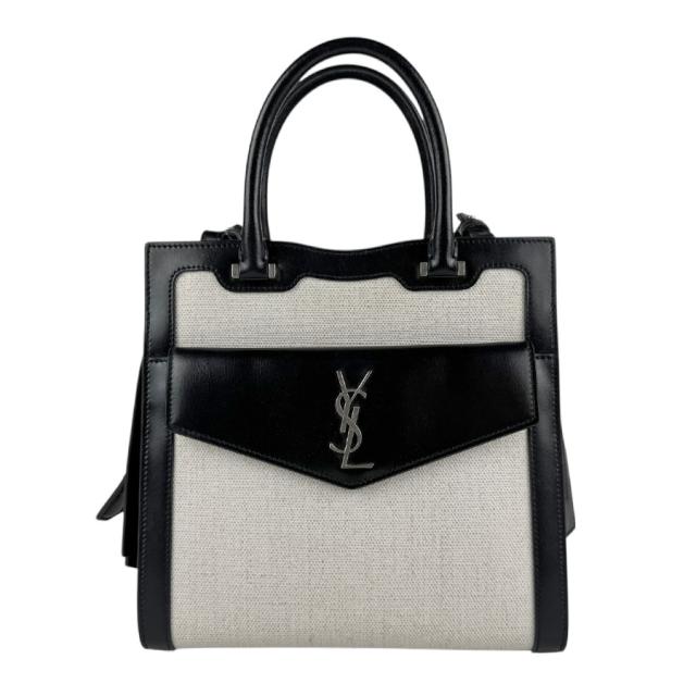 SAINT LAURENT サンローラン アップタウン 561203 ハンドバッグ ショルダーバッグ ブラック×ホワイト 14054 レディース【中古】 z7400