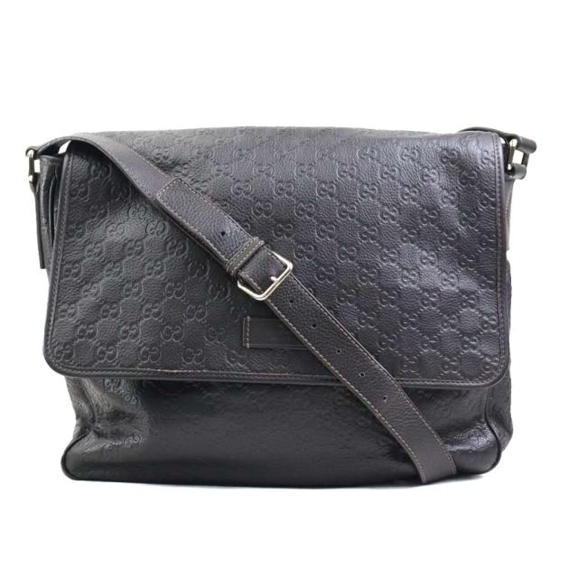GUCCI グッチ グッチシマ 223665 斜め掛けショルダーバッグ ダークブラウン 14057 メンズ【中古】 e61031k
