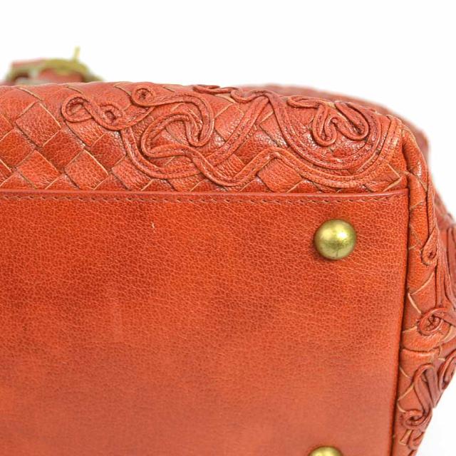 BOTTEGAVENETA ボッテガヴェネタ イントレチャート ハンドバッグ オレンジブラウン 14057 レディース【中古】 e61051a BOTTEGAVENETA ボッテガヴェネタ イントレチャート ハンドバッグ