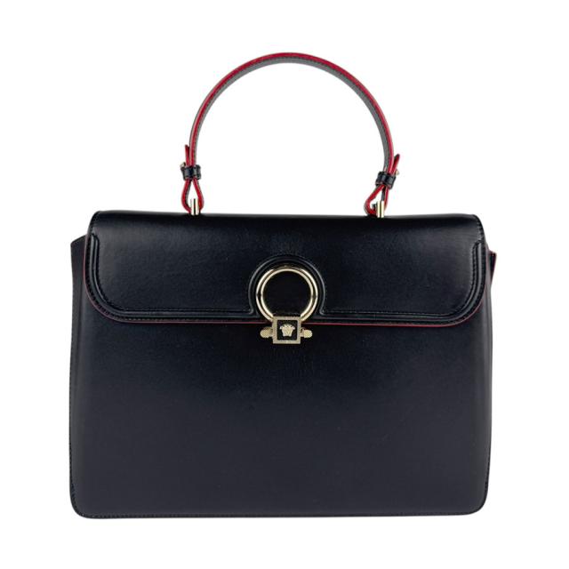 VERSACE ヴェルサーチ メデューサ ハンドバッグ ショルダーバッグ ブラック×レッド 14054 レディース【中古】 z7490