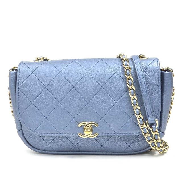CHANEL シャネル ショルダーバッグ メタリックブルー 14067 レディース【中古】 90206g