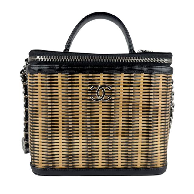 CHANEL シャネル ハンドバッグ ショルダーバッグ ヴァニティバッグ ブラック/ベージュ 14054 レディース【中古】 z7668