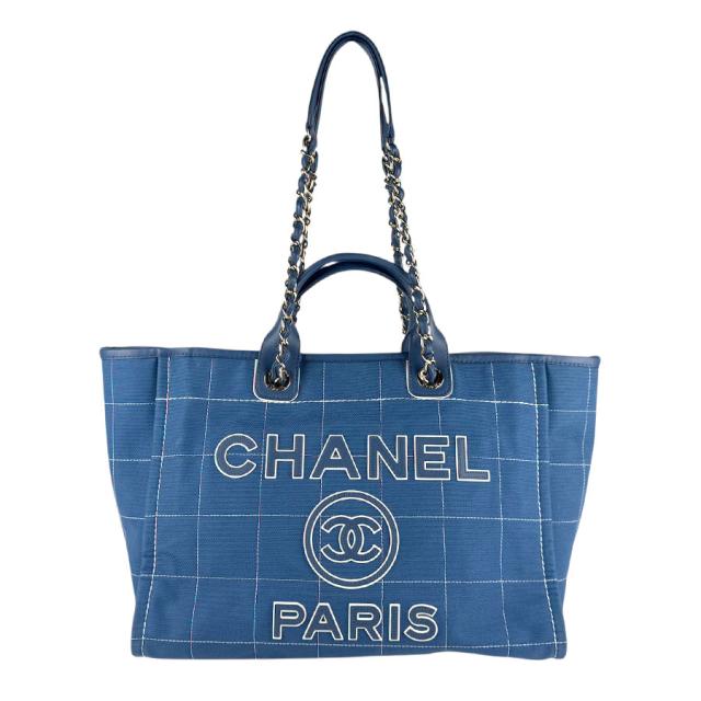 CHANEL シャネル ドーヴィルGM ショルダーバッグ ハンドバッグ ブルー 14067 レディース【中古】 z7716