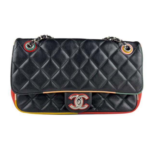 CHANEL シャネル マトラッセ ショルダーバッグ ブラック×マルチカラー 14054 レディース【中古】 z7772