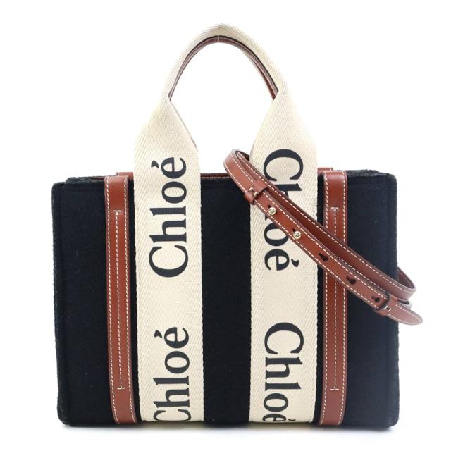 Chloe クロエ ウッディ スモール ハンドバッグ ショルダーバッグ ブラック 14054 レディース【中古】 e61153k