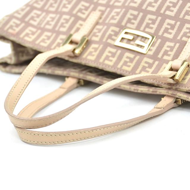 FENDI フェンディ ズッキーノ 2111.8BH133 ハンドバッグ ピンクベージュ 14059 レディース【中古】 e61173g