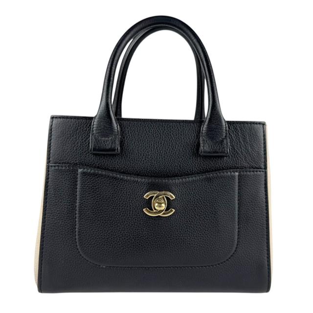 CHANEL シャネル ハンドバッグ ブラック/アイボリー 14054 レディース【中古】 z7899