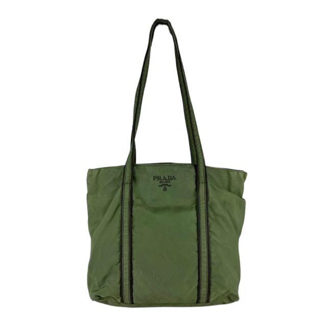 PRADA プラダ ショルダーバッグ トートバッグ ダークグリーン/ブラック 14065 レディース【中古】 z7985