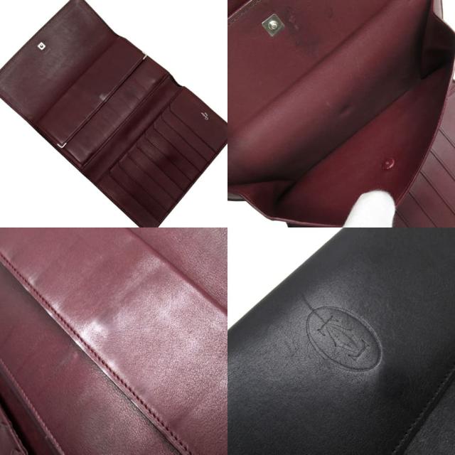 【定番人気】【中古】カルティエ 三つ折り財布  マストライン  ブラック t18510a