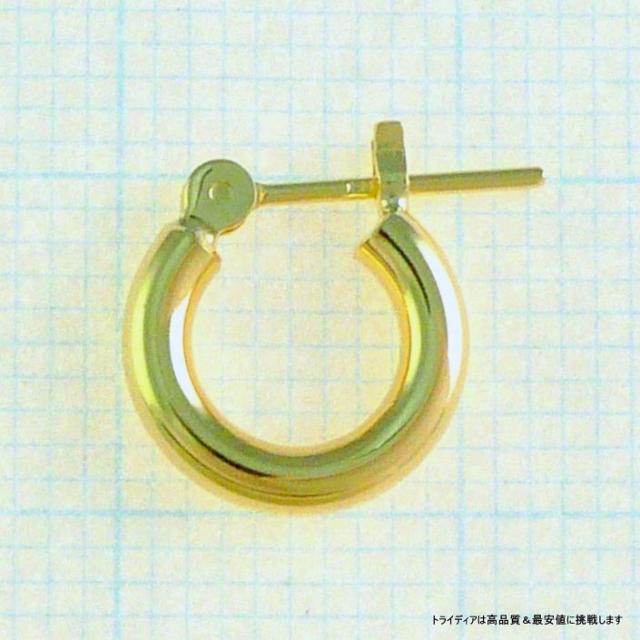 18金 18k 黄色ゴールド 輪っかピアス 幅2粍 外径10粍 両耳 1有りの実 レディース
