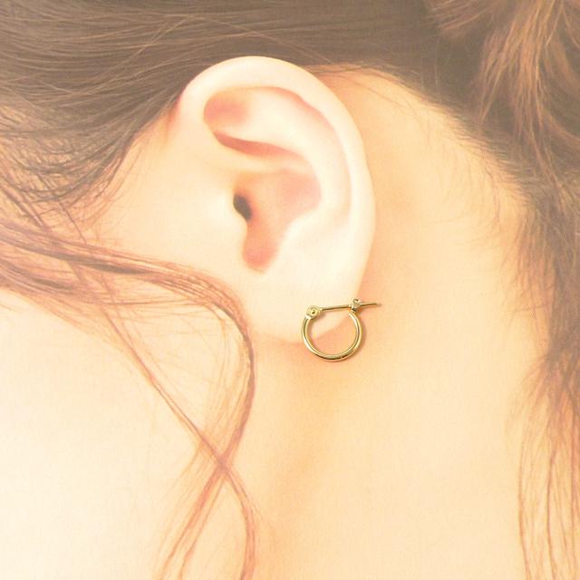 18金 フープ ピアス 幅1mm 外径10mm イエローゴールド 両耳 ペア 2個 