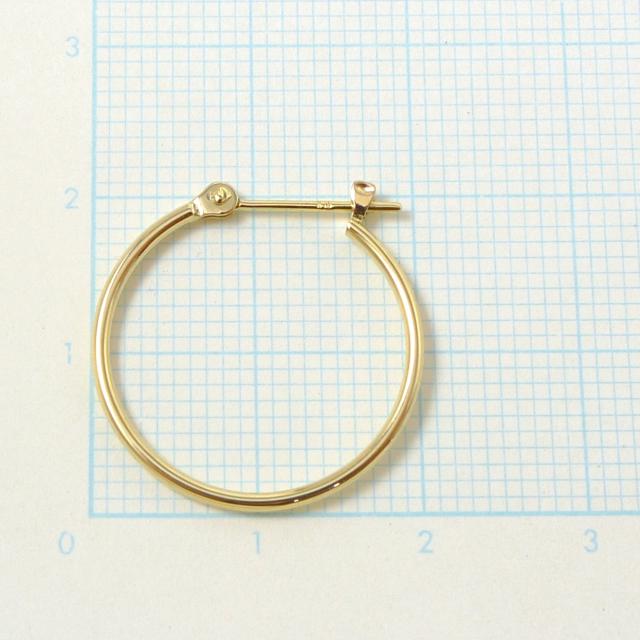 18金 フープ ピアス 幅1mm 外径20mm イエローゴールド 片耳 1個 レディース メンズ シンプル 華奢 18k_2