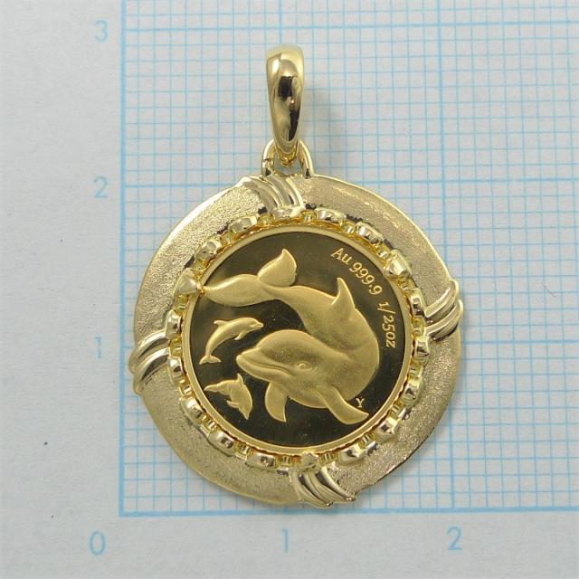純金 k24 ドルフィン コイン ペンダントトップ ソロモン 金貨 24金 25