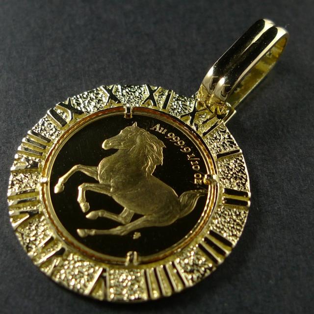 999金→k24 馬のシルエット ペンダント 999金→k24 馬のシルエット ペンダント 24金 コインペンダント