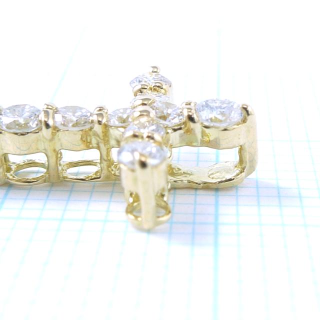 18金 18k クロス ペンダントトップ ダイヤモンド 10粒 0.4ct 0.9g 