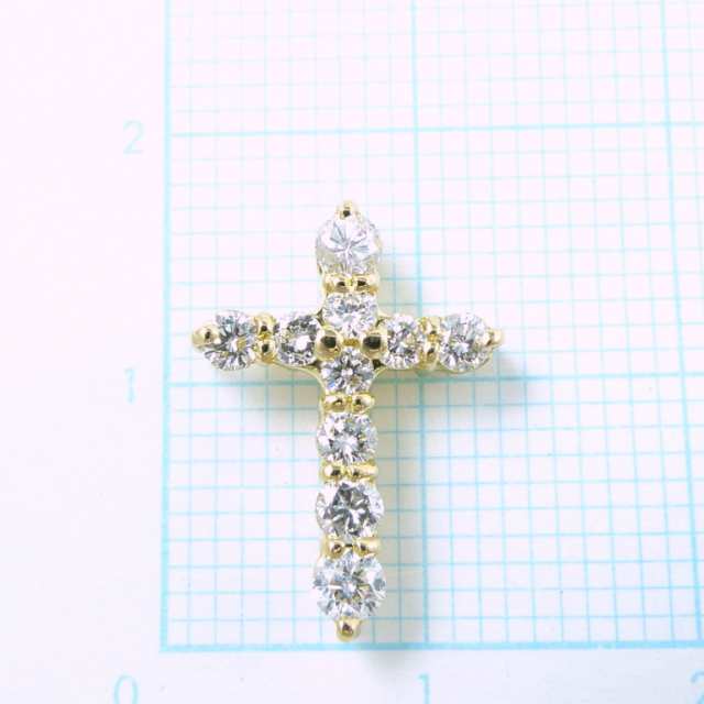 18金 K18 10粒 ダイヤモンド 十字 ネックレス十字架
