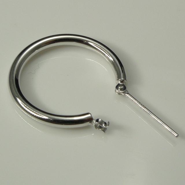 14金 ホワイトゴールド フープピアス 小さめ 国産 幅2mm 外径