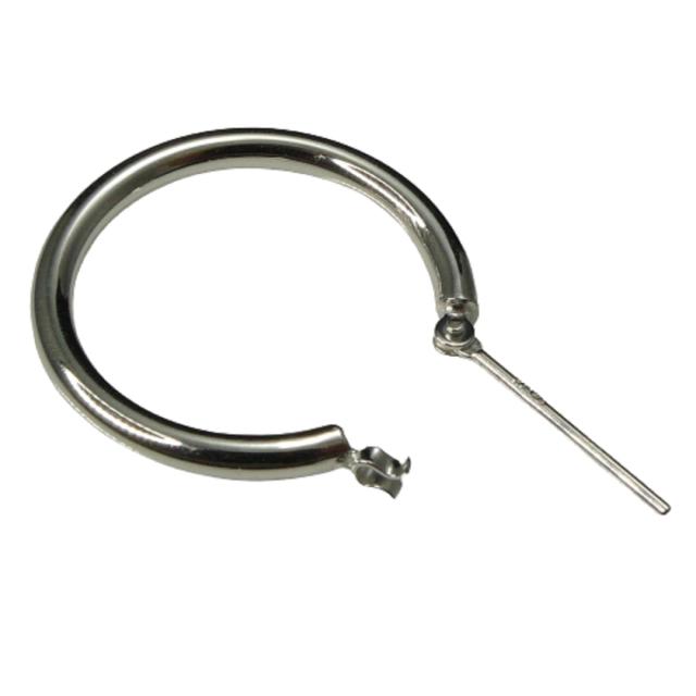 14金 ホワイトゴールド フープピアス 小さめ 国産 幅2mm 外径15mm 片耳 1個 レディース メンズ リング パイプ ピアス