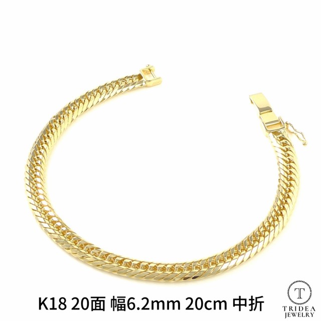 18金 喜平 ブレスレット 20g 20cm 20面 トリプル 造幣局検定付 幅6.2mm ...