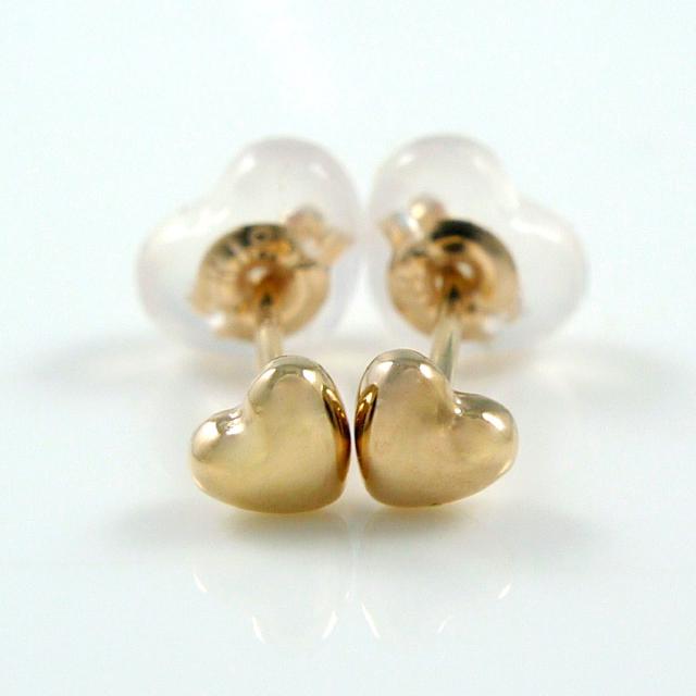 送料無料 18金 18k ハート型ピアス 3mm 両耳 選べる素材 ピンク 