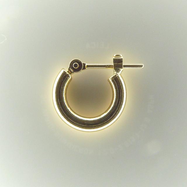 18金 18k フープピアス 小さめ 国産 幅2mm 外径10mm イエローゴールド 両耳 1ペア 2個 レディース メンズ リング パイプ ピアス_2
