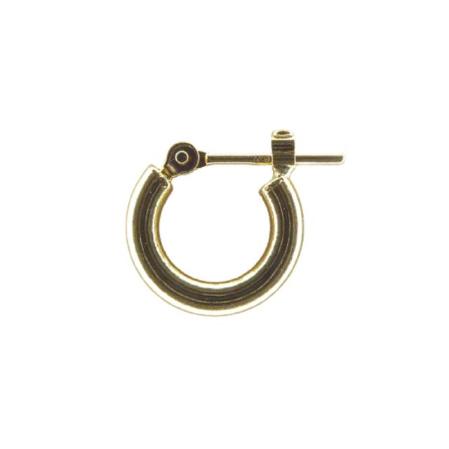 18金 18k フープピアス 小さめ 国産 幅2粍 外径15粍 黄色ゴールド 片耳 1個 レディース メンズ 輪っか 配管 ピアス