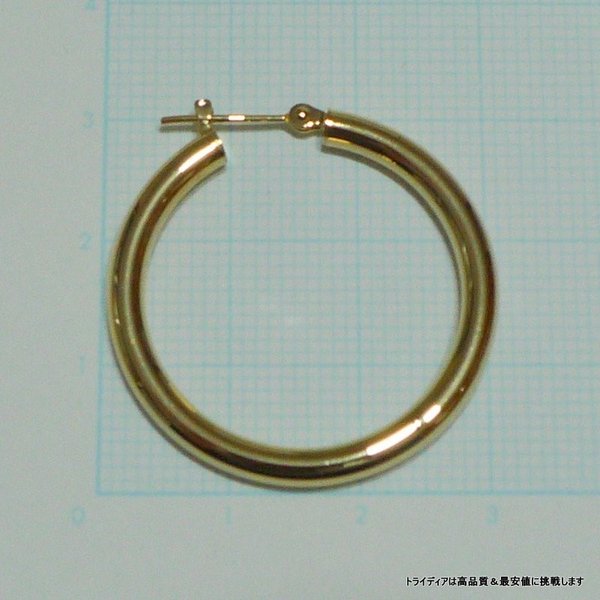 18金 18k フープピアス 幅3mm 外径30mm イエローゴールド 片耳 1個