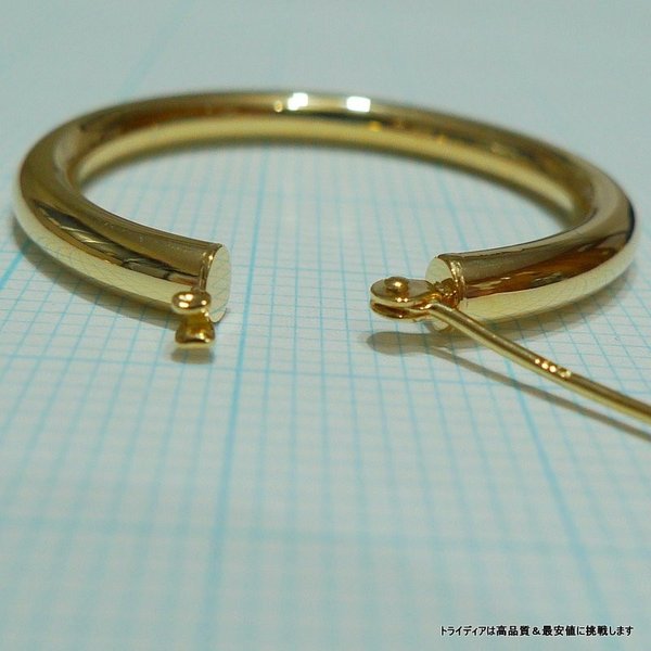 18金 18k フープピアス 幅3mm 外径30mm イエローゴールド 片耳 1個