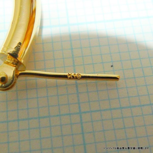 K18YG 18金 フープピアス 幅3mm 外径30mm イエローゴールド　片耳 TRIDEA JEWELRY 18金 フープ ピアス 幅3mm 外径20mm イエロー