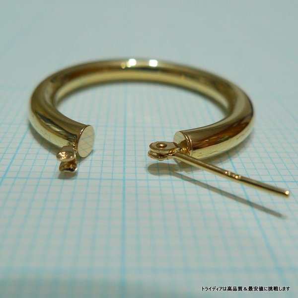 18金 18k フープピアス 幅3mm 外径25mm イエローゴールド 両耳 ペア 2 