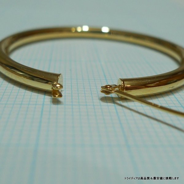 18金 18k フープピアス 大きめ 幅3mm 外径40mm イエローゴールド 片耳 1個 レディース メンズ シンプル パイプ リング ピアス_4