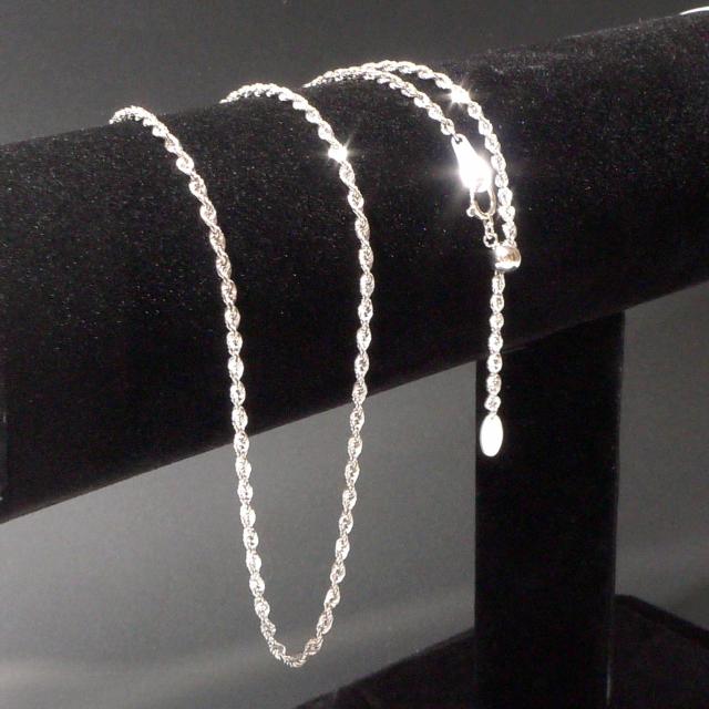 18金 18k ホワイトゴールド ロープ チェーン ネックレス 幅1.9mm 50cm 