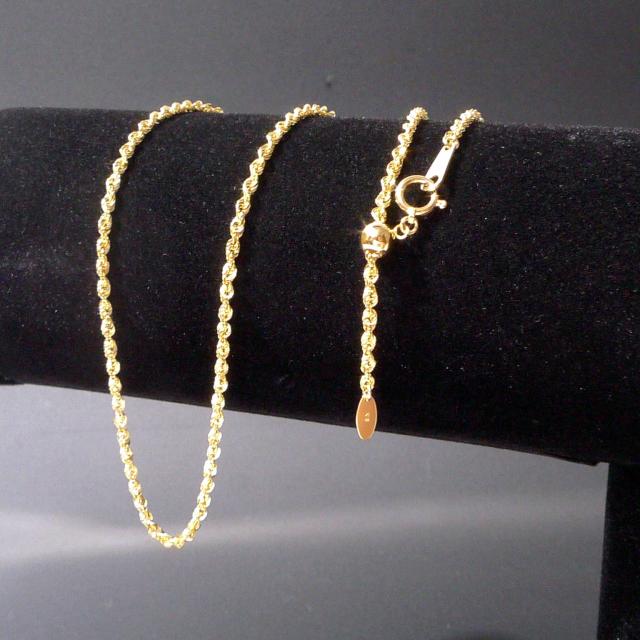 18金 18k ロープ チェーン ネックレス 幅1.9mm 50cm 2.4g K18 スライド