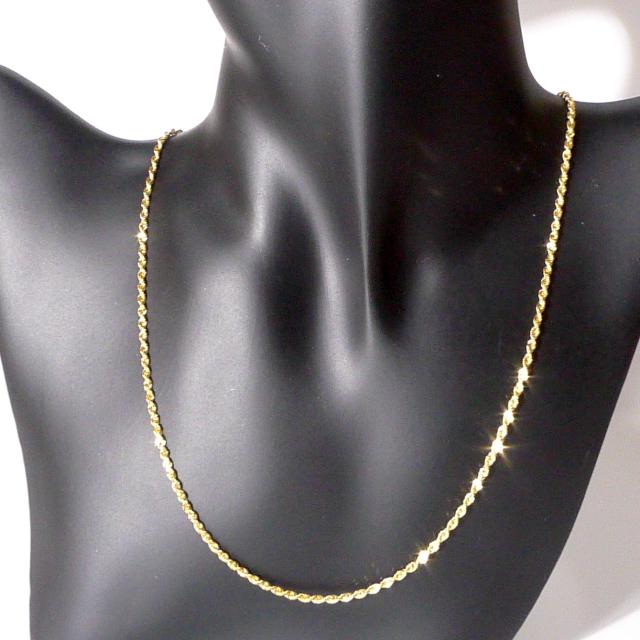 18金 k18 スライドネックレス ロープチェーン 50cm 幅1.9mm 激安 18金 18k ロープ チェーン ネックレス 幅1.9mm 50cm 2.4g K18 スライド