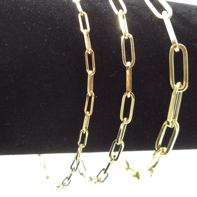 18金 ペーパークリップ チェーン ブレスレット 幅3mm 18cm 1.8g K18 レディース クリップチェーン パイプ ツイスト 中空 角アズキ clip_5