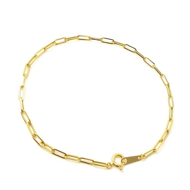18金 ペーパークリップ チェーン ブレスレット 幅2mm 18cm 1.0g K18 