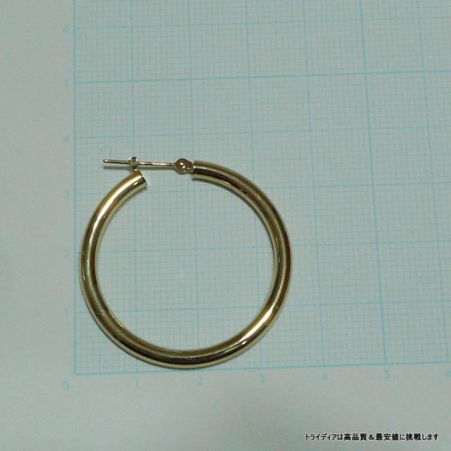 18金 18k フープピアス 幅3mm 外径35mm イエローゴールド 片耳 1個 レディース メンズ シンプル パイプ リング ピアス_3