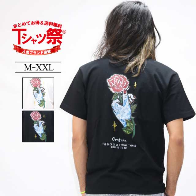 Tシャツ メンズ ブランド 大きいサイズ おしゃれ かっこいい アメカジ ストリート カジュアル バックプリント タトゥー 薔薇 バラ ローズの通販はau Pay マーケット Maqua Store