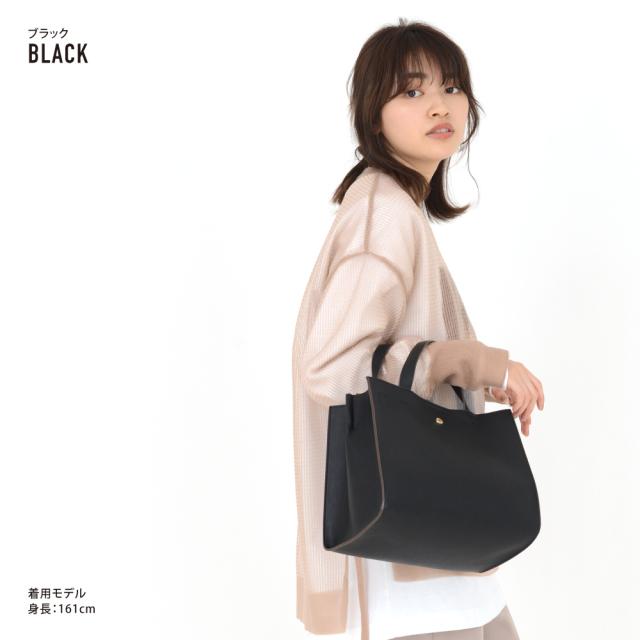 hieta 黒の合成皮革トートバッグ hieta 黒の合成皮革トートバッグ トートバッグ レディースバッグ